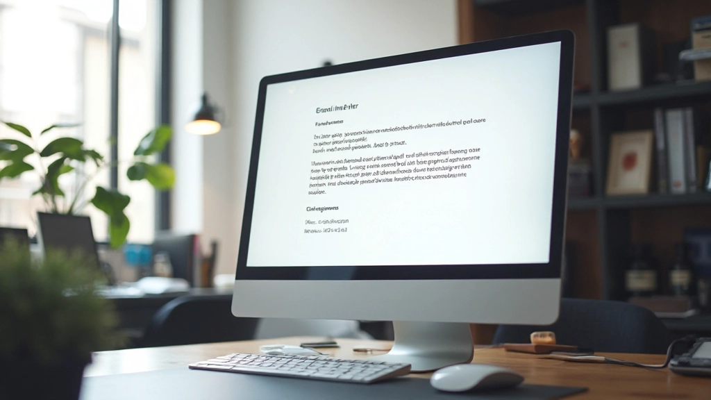 Kantoor e-mail sjabloon op computerbeeldscherm, zakelijk Nederlands schrijven