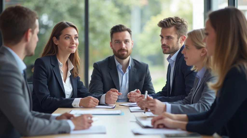 Diverse groep professionals in vergaderruimte, ieder met hun eigen gedachten en meningen, brainstorming sessie